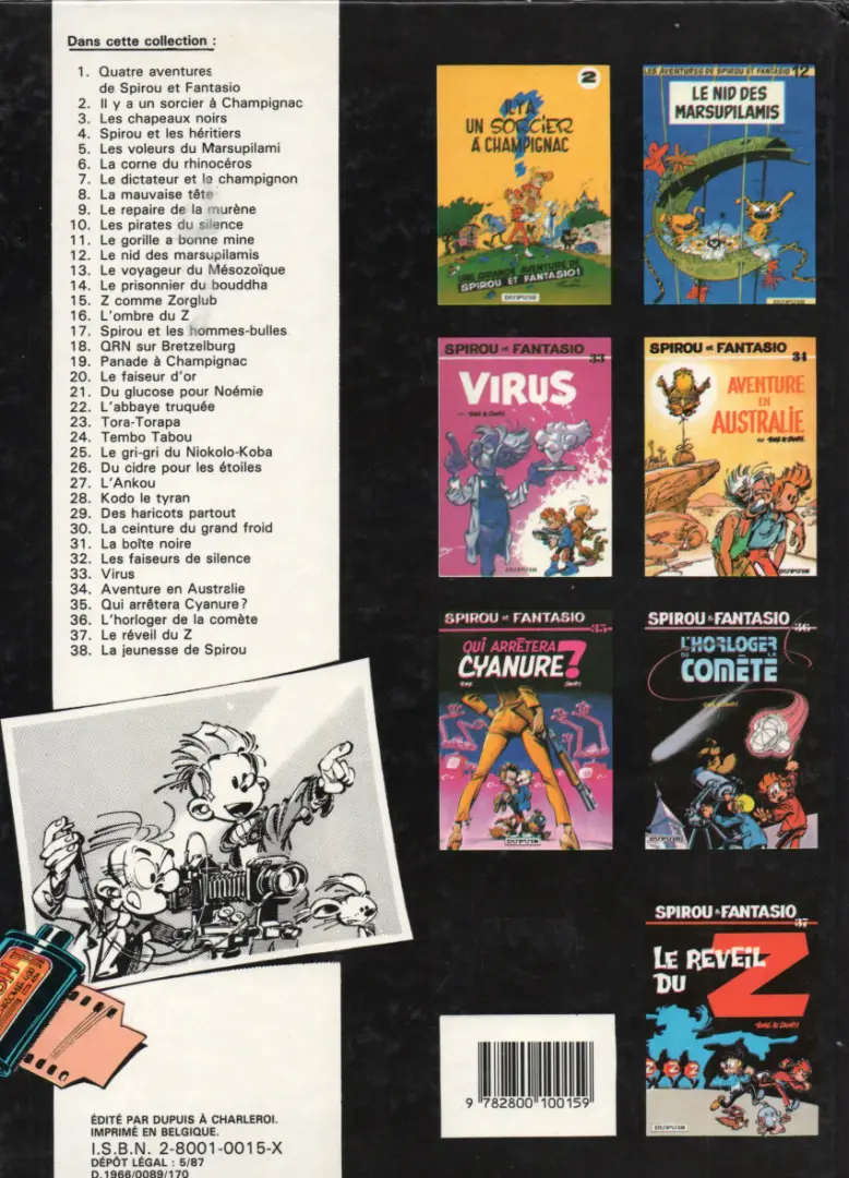 Verso de l'album Spirou et Fantasio Tome 13 Le voyageur du mézozoïque
