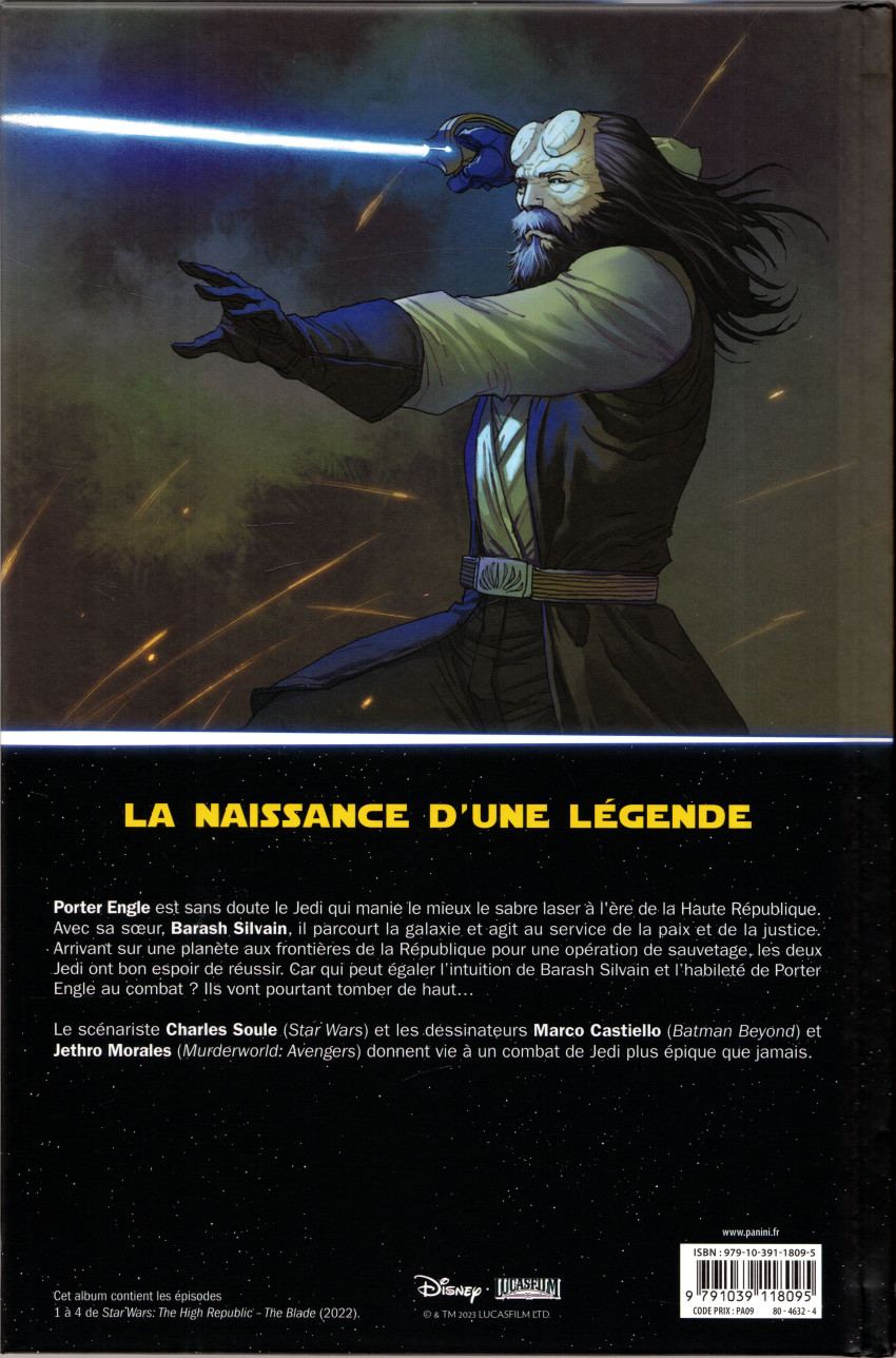Verso de l'album Star Wars - La Haute République - Phase II Tome 2 La lame