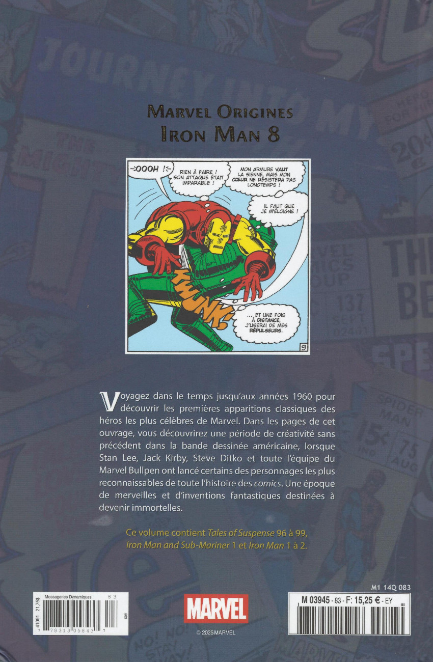 Verso de l'album Marvel Origines N° 83 Iron Man 8 (1968)