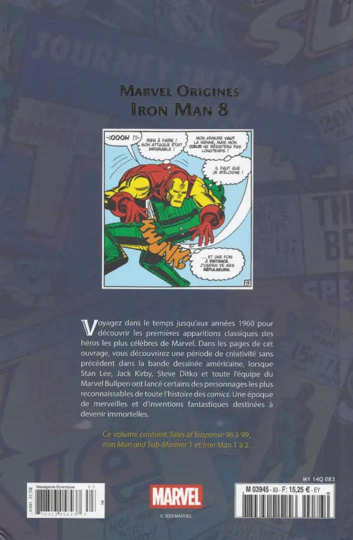Verso de l'album Marvel Origines N° 83 Iron Man 8 (1968)