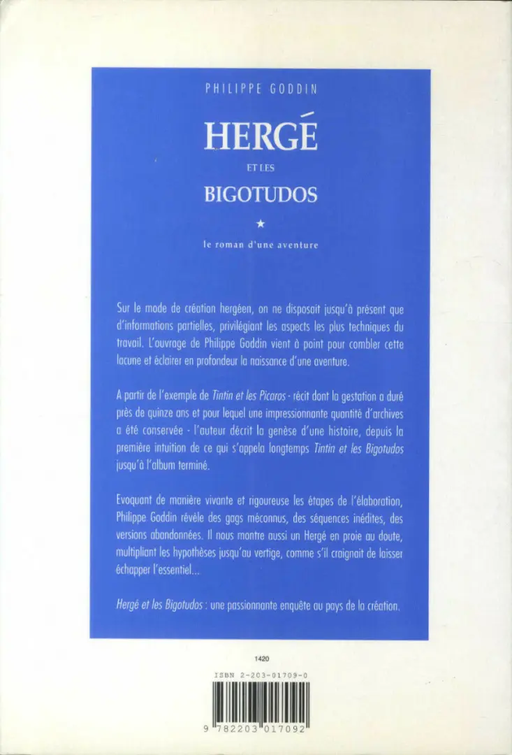 Verso de l'album Hergé et les Bigotudos