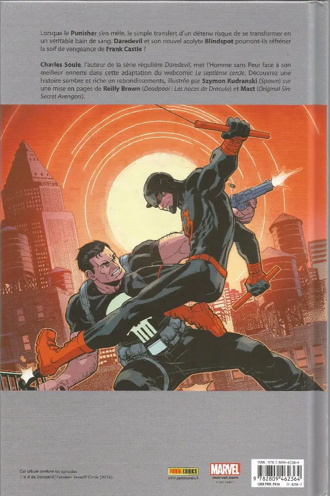 Verso de l'album Daredevil / Punisher Le Septième Cercle