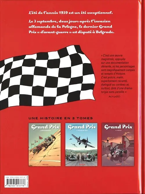 Verso de l'album Grand Prix Tome 3 Adieu