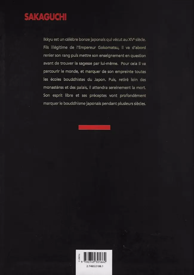 Verso de l'album Ikkyu Vents d'Ouest Tome 5