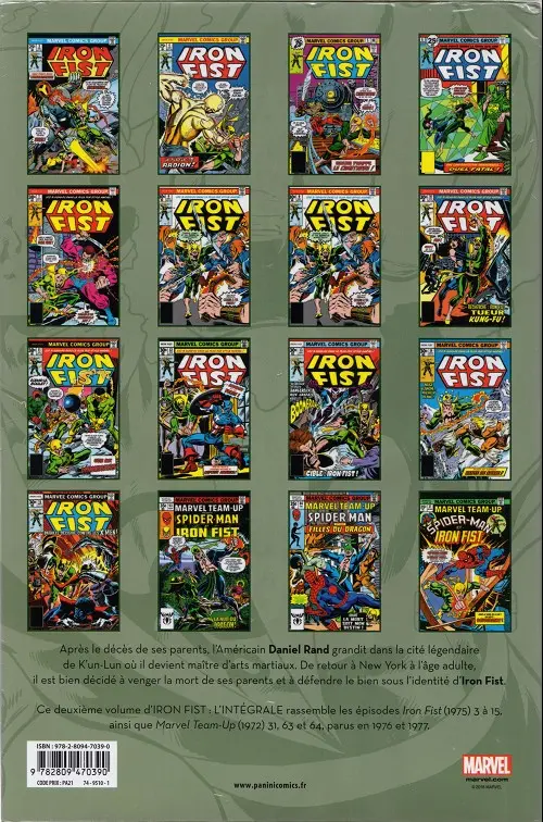 Verso de l'album Iron Fist Tome 2 1976-1977