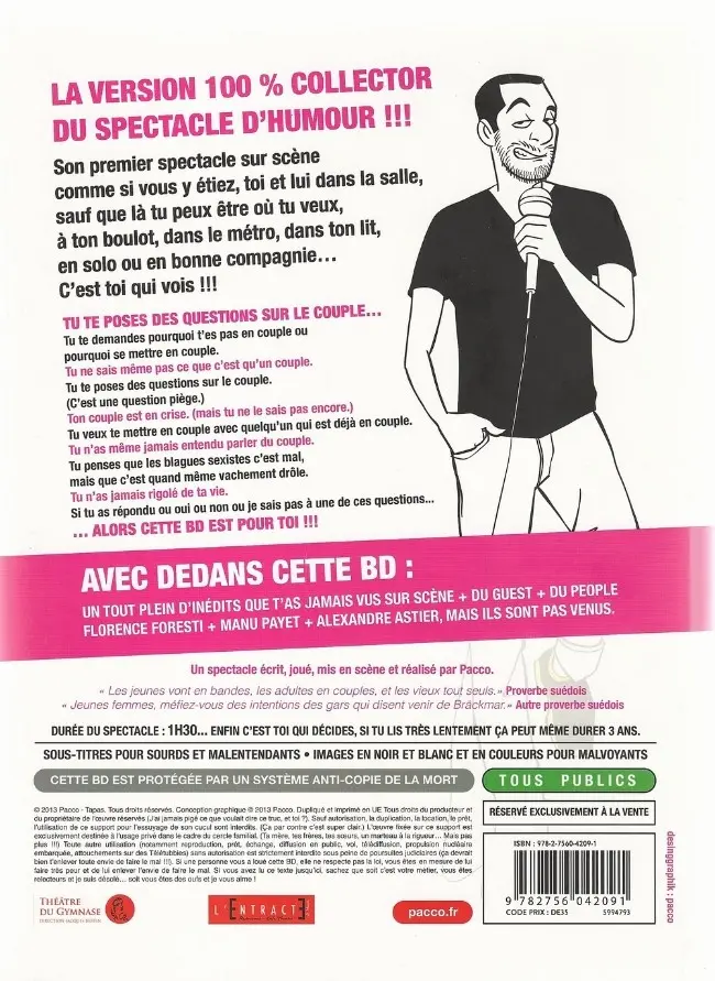 Verso de l'album Pacco fait son show Boys Vs Girls
