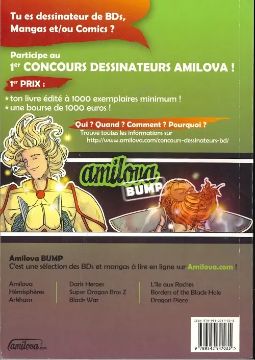 Verso de l'album Amilova bump Tome 1