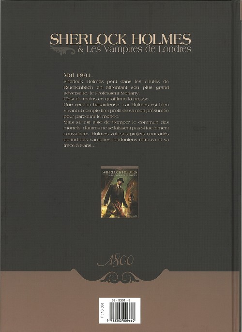 Verso de l'album Sherlock Holmes & Les Vampires de Londres Tome 1 L'appel du sang