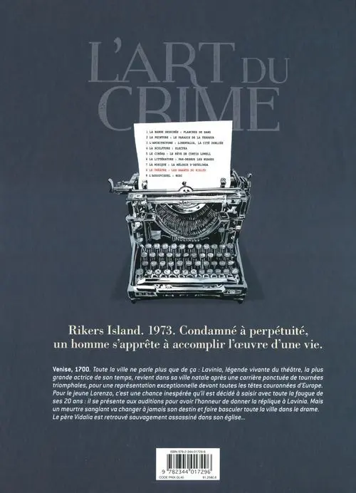 Verso de l'album L'Art du crime Tome 8 Les Amants du Rialto