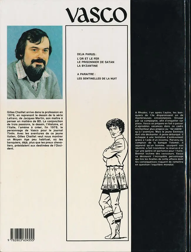 Verso de l'album Vasco Tome 3 La Byzantine