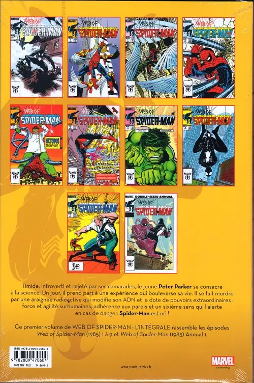 Verso de l'album Web of Spider-man - l'intégrale Volume 1 1985