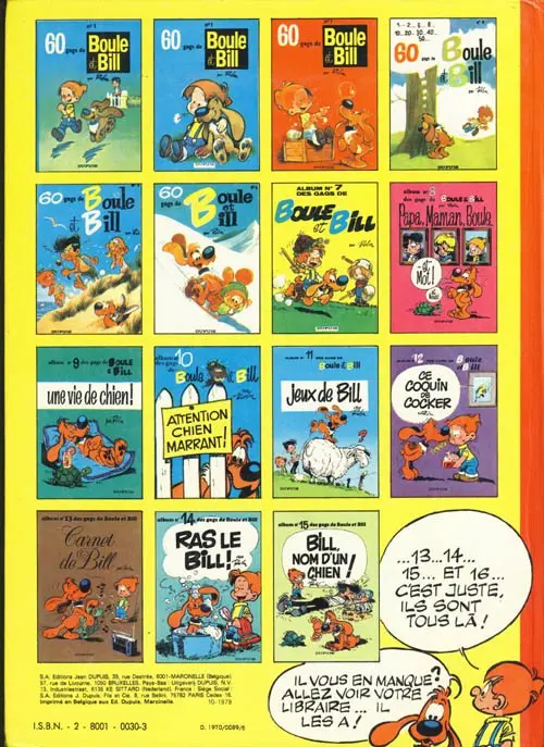 Verso de l'album Boule & Bill Tome 1 60 gags de Boule et Bill