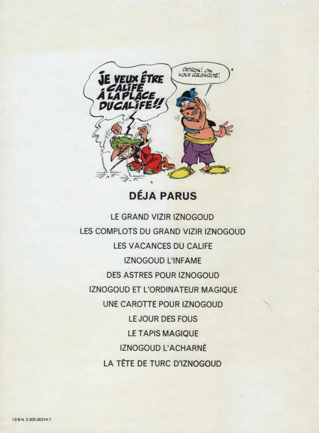 Verso de l'album Iznogoud Tome 4 Iznogoud l'infâme