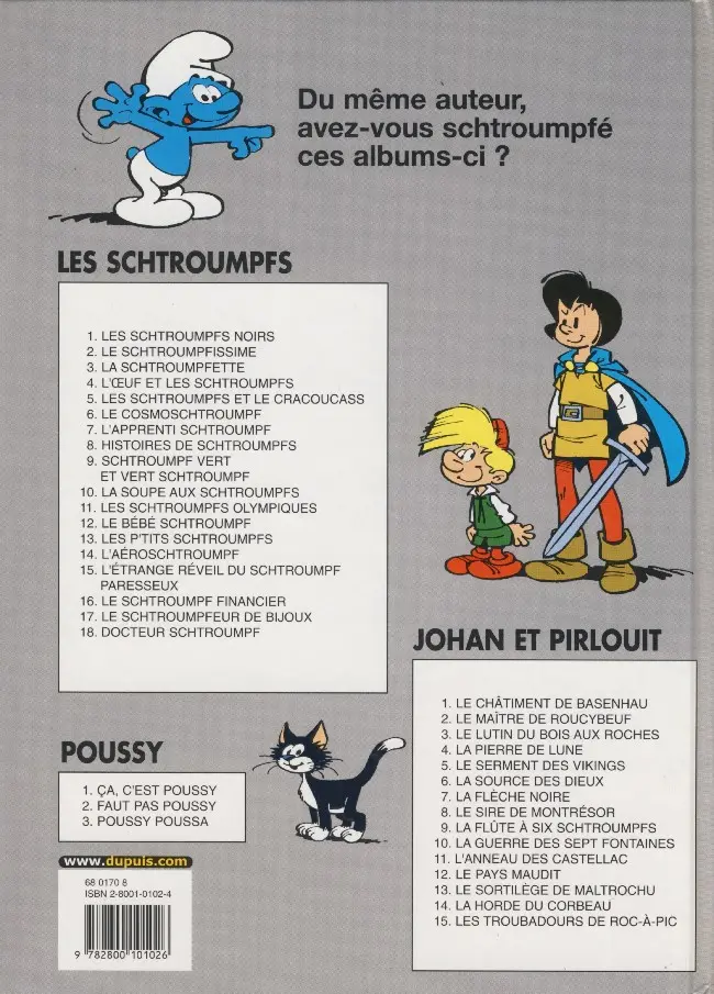 Verso de l'album Johan et Pirlouit Tome 8 Le sire de Montrésor