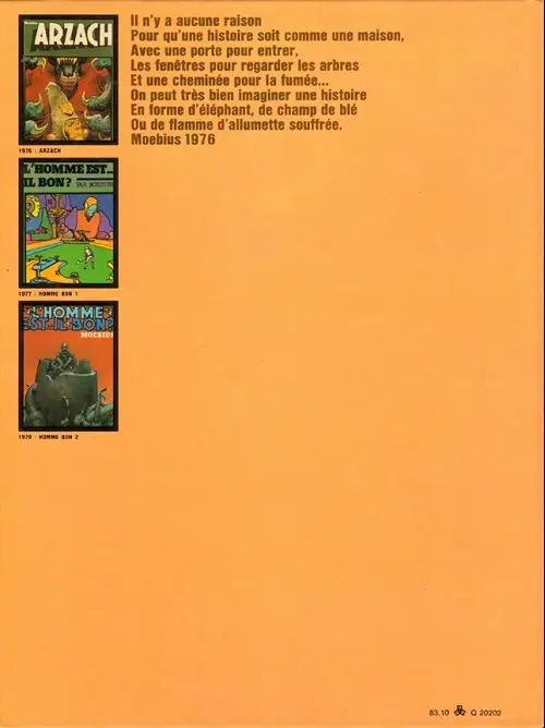 Verso de l'album Moebius œuvres complètes Tome 2 L'Homme est il Bon ? Arzach