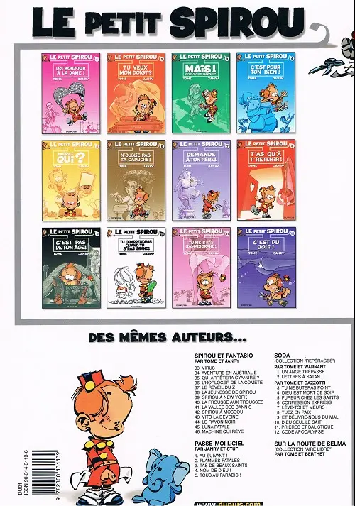 Verso de l'album Le Petit Spirou Tome 10 Tu comprendras quand tu s'ras grans!