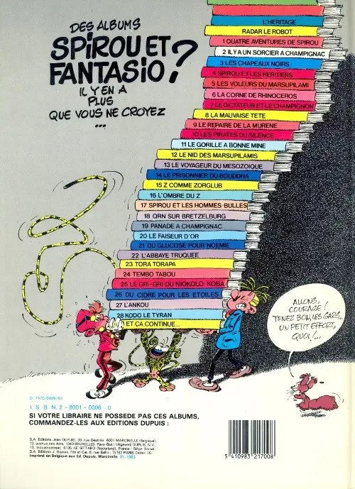 Verso de l'album Spirou et Fantasio Tome 4 Spirou et les héritiers