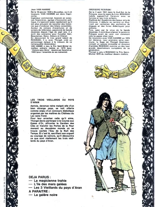 Verso de l'album Thorgal Tome 3 Les trois vieillards du pays d'Aran