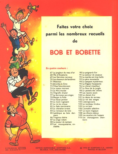 Verso de l'album Bob et Bobette Tome 109 Les cavaliers de l'espace