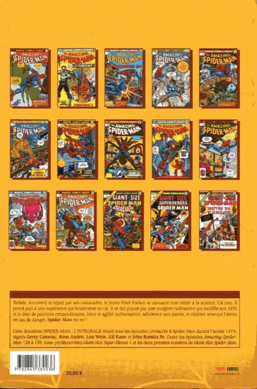 Verso de l'album Spider-Man - L'Intégrale Tome 12 1974