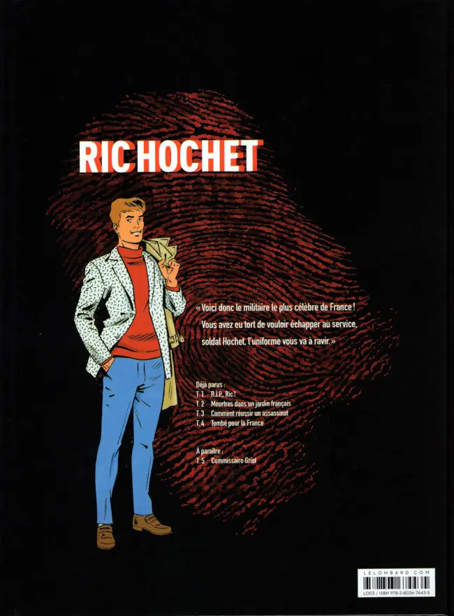 Verso de l'album Les nouvelles enquêtes de Ric Hochet Tome 4 Tombé pour la France