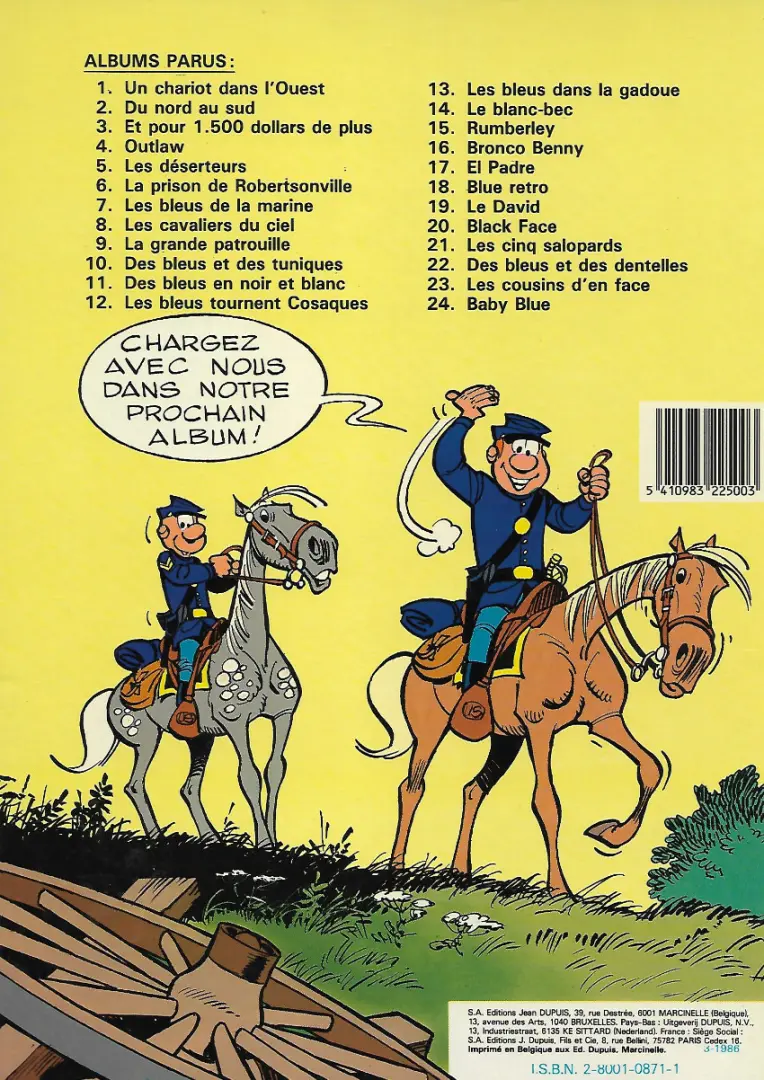 Verso de l'album Les Tuniques Bleues Tome 14 Le blanc-bec