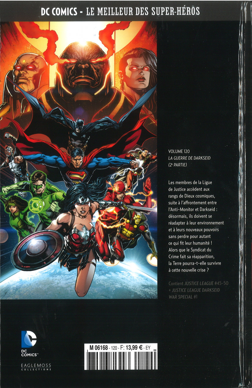Verso de l'album DC Comics - Le Meilleur des Super-Héros Volume 120 Justice League - La Guerre de Darkseid 2e partie