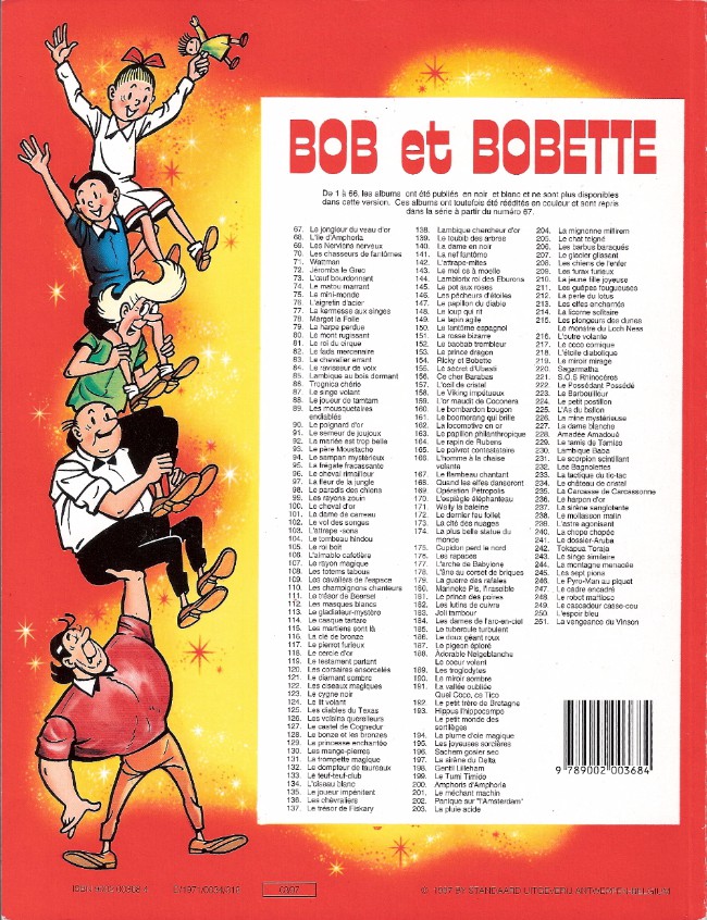 Verso de l'album Bob et Bobette Tome 112 Les masques blancs