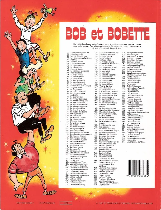 Verso de l'album Bob et Bobette Tome 112 Les masques blancs