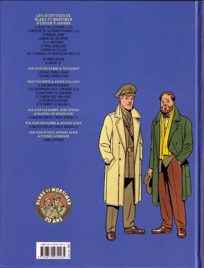 Verso de l'album Blake et Mortimer Tome 24 Le Testament de William S.