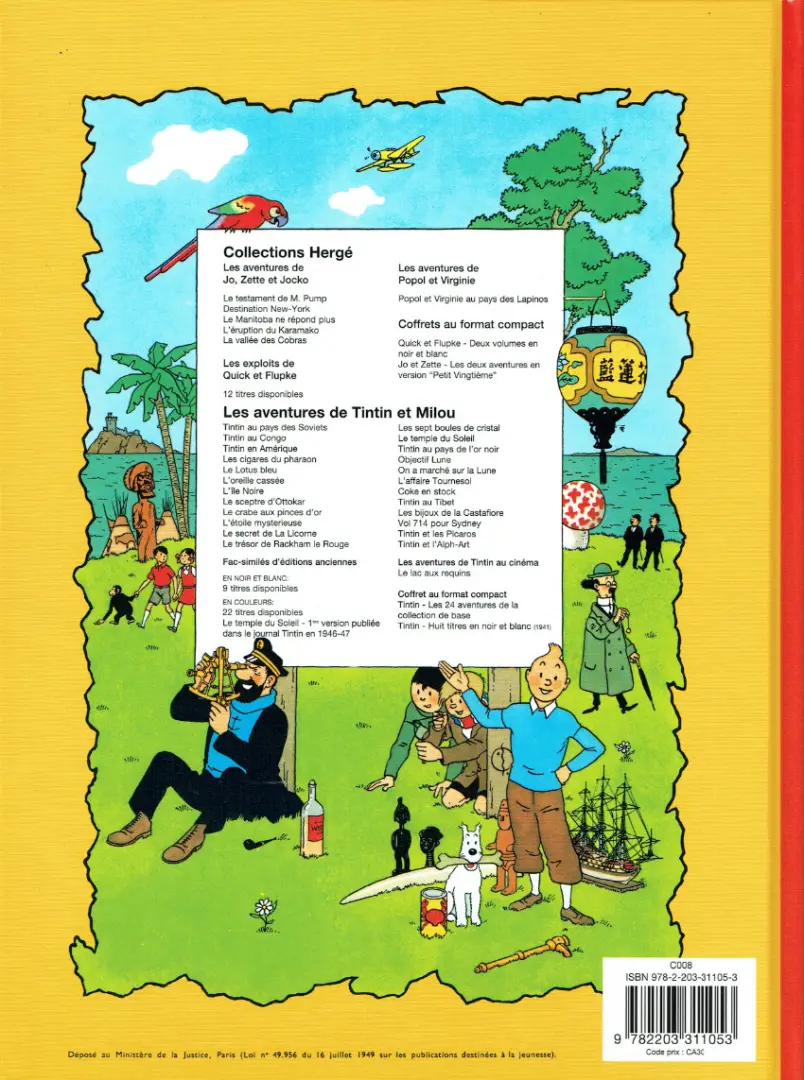 Verso de l'album Les Aventures de Jo, Zette et Jocko Tome 5 La vallée des cobras