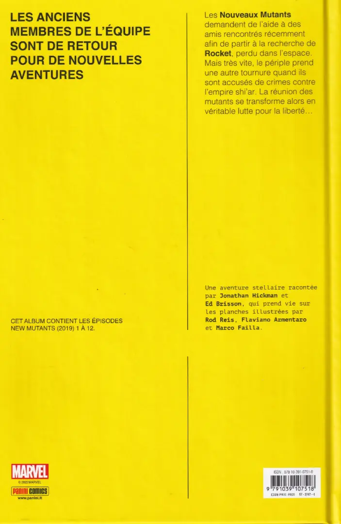 Verso de l'album New Mutants Vol. 1 Le sextant