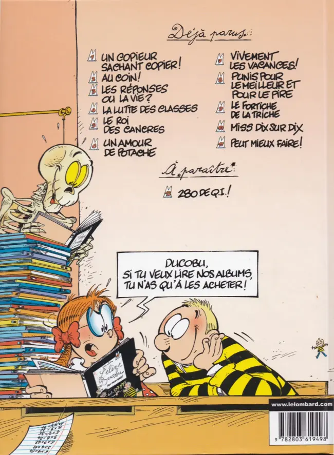 Verso de l'album L'Élève Ducobu Tome 3 Les réponses ou la vie ?
