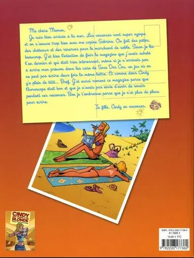 Verso de l'album Cindy mon journal d'une blonde Tome 2 Cindy mon journal d'une blonde en vacances