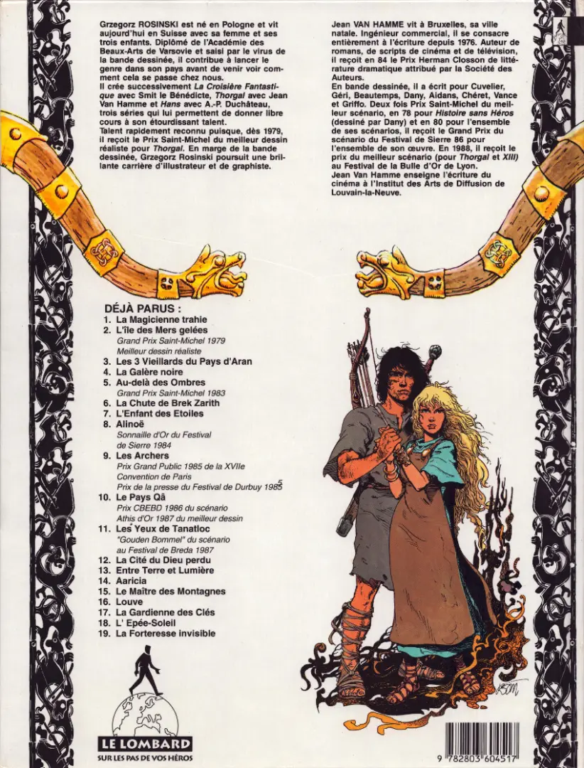 Verso de l'album Thorgal Tome 6 La chute de Brek Zarith