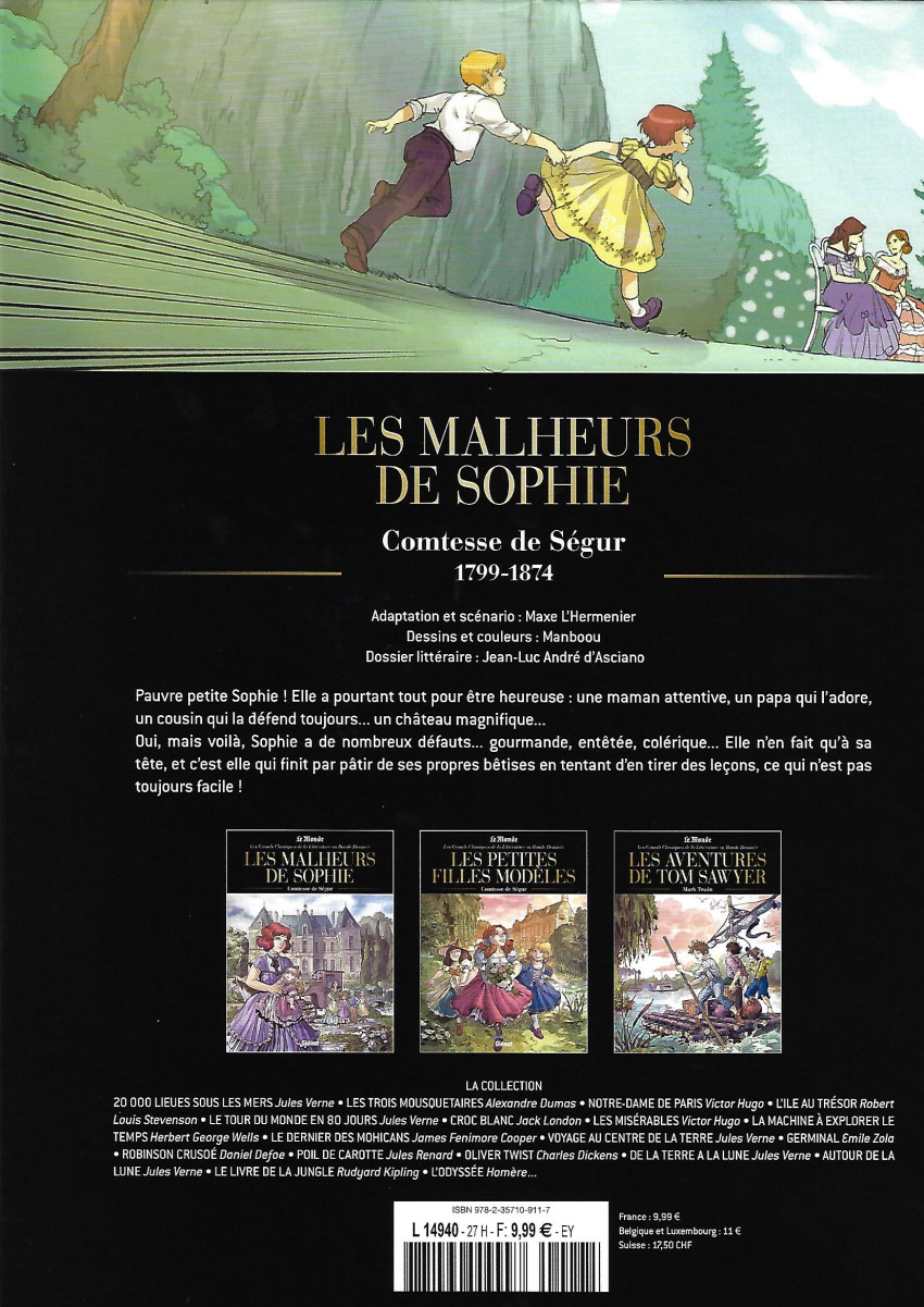 Verso de l'album Les Grands Classiques de la littérature en bande dessinée Tome 45 Les malheurs de Sophie
