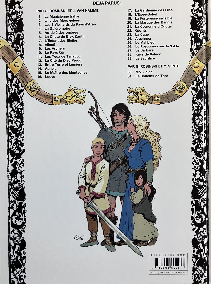 Verso de l'album Thorgal Tome 6 La Chute de Brek Zarith