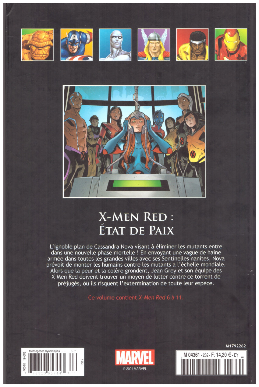 Verso de l'album Marvel Comics - La collection de référence Tome 262 X-Men Red - État de Paix