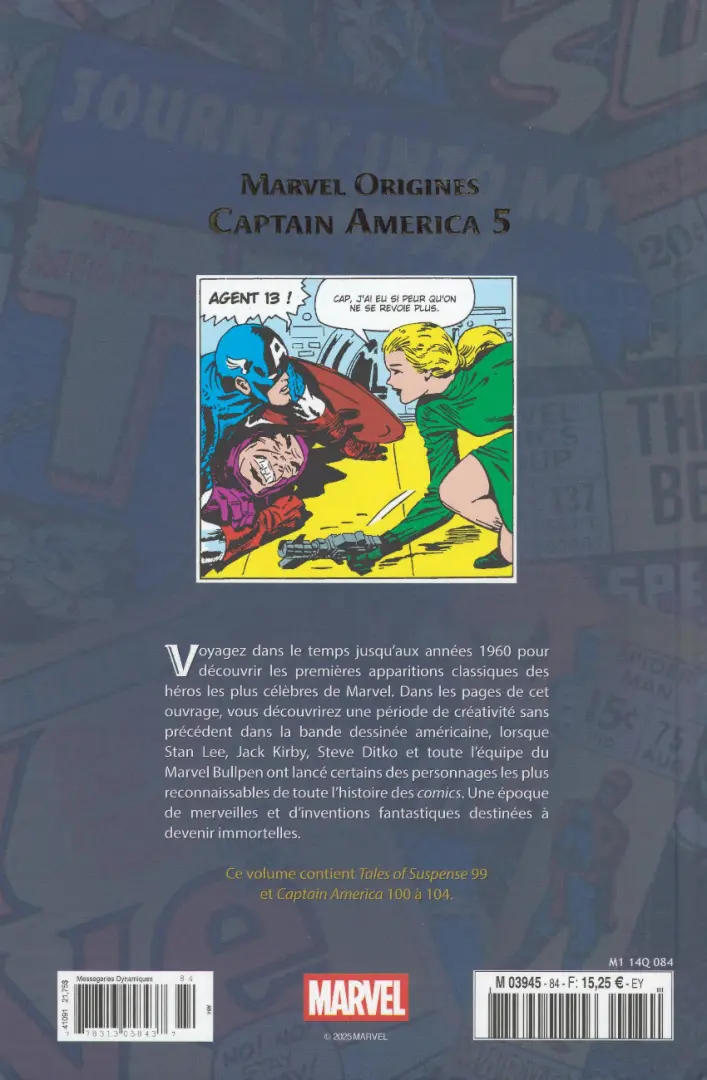 Verso de l'album Marvel Origines N° 84 Captain America 5 (1968)