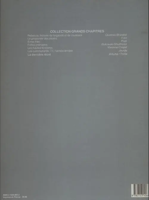 Verso de l'album La Dernière récré