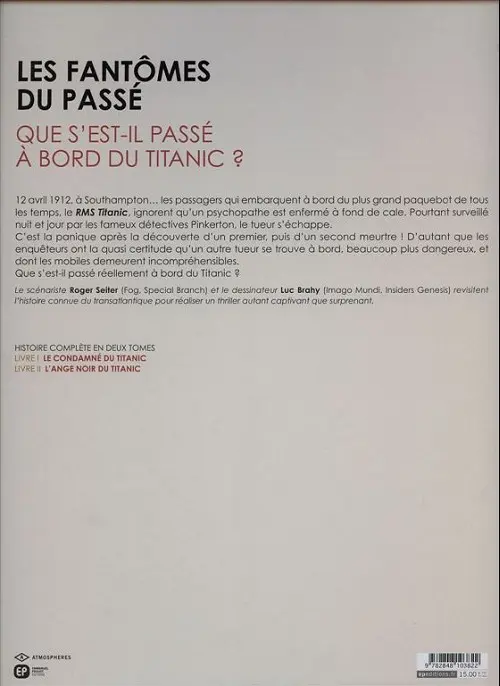 Verso de l'album Les Fantômes du passé Tome 1 Le condamné du Titanic
