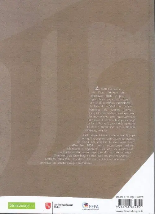 Verso de l'album Gutenberg Gutenberg Et le secret de la Sibylle