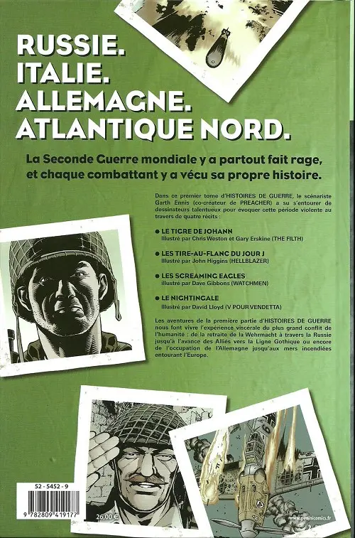 Verso de l'album Histoires de guerre Tome 1