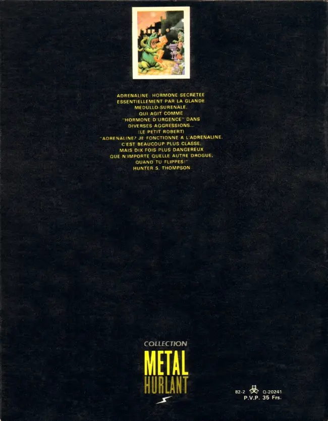 Verso de l'album Adrénaline