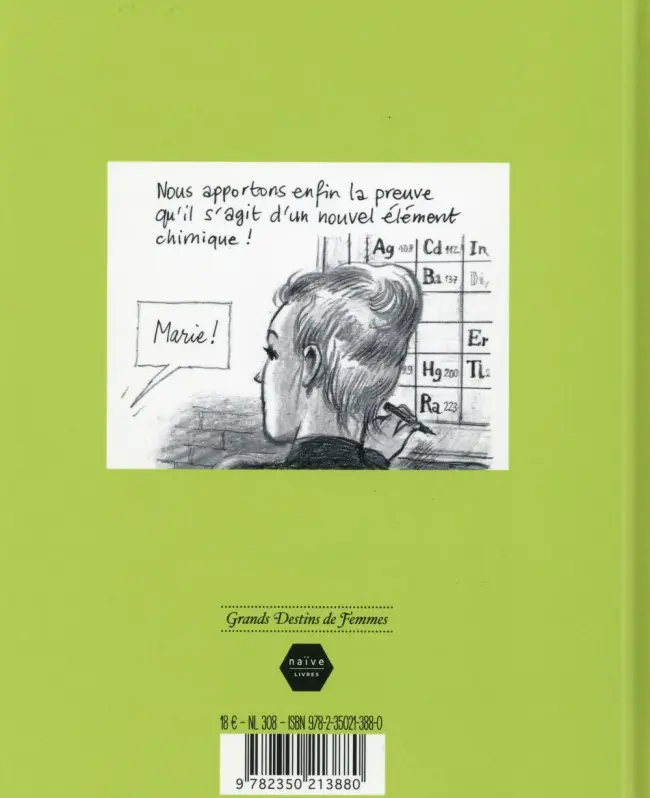 Verso de l'album Marie Curie