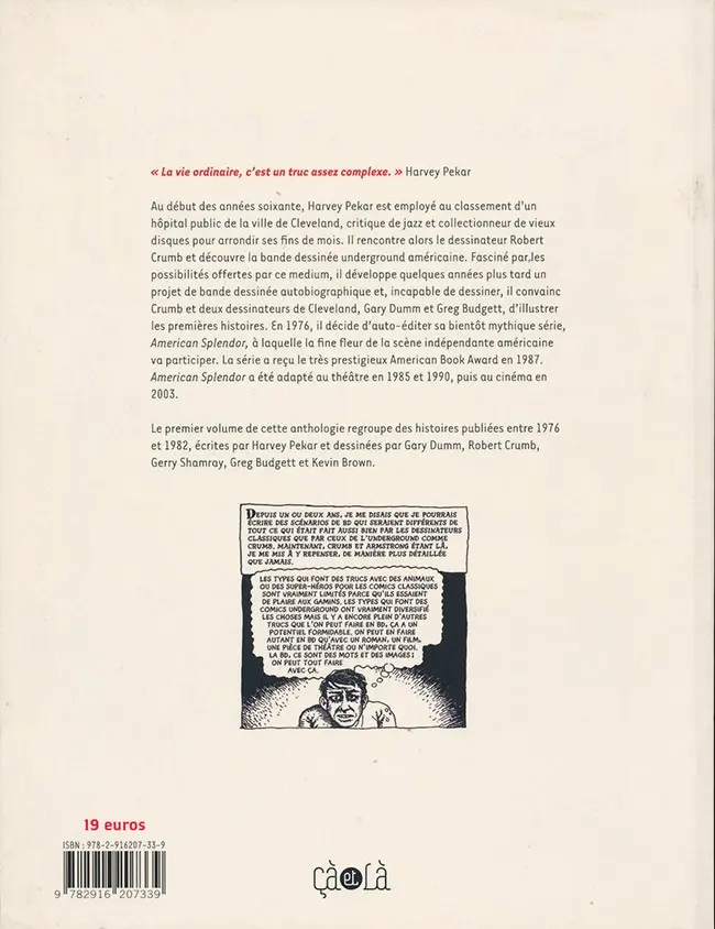 Verso de l'album American Splendor Volume 1 Anthologie