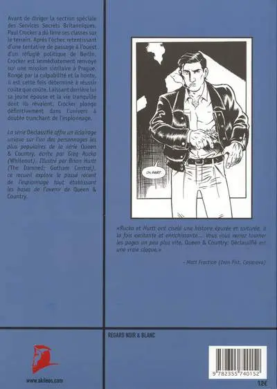 Verso de l'album Queen & Country : Déclassifié Tome 1