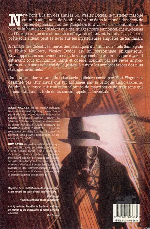 Verso de l'album Les Mystérieuses Enquêtes de Sandman Tome 1 La Tarentule