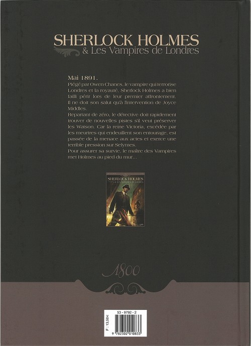 Verso de l'album Sherlock Holmes & Les Vampires de Londres Tome 2 Morts et Vifs