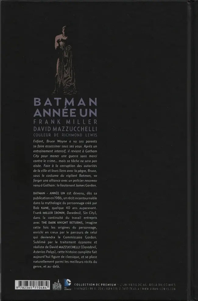 Verso de l'album Batman : Année un
